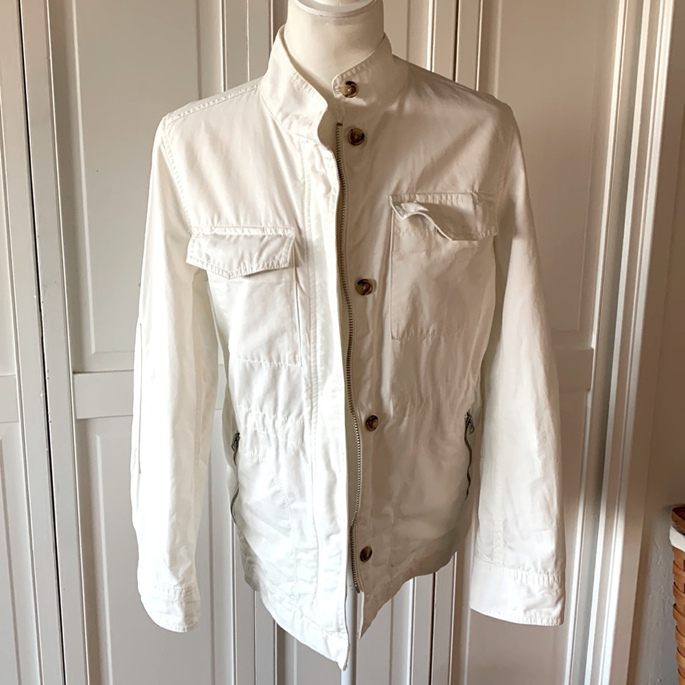 GAP white utility zip up cotton jacket - size Small